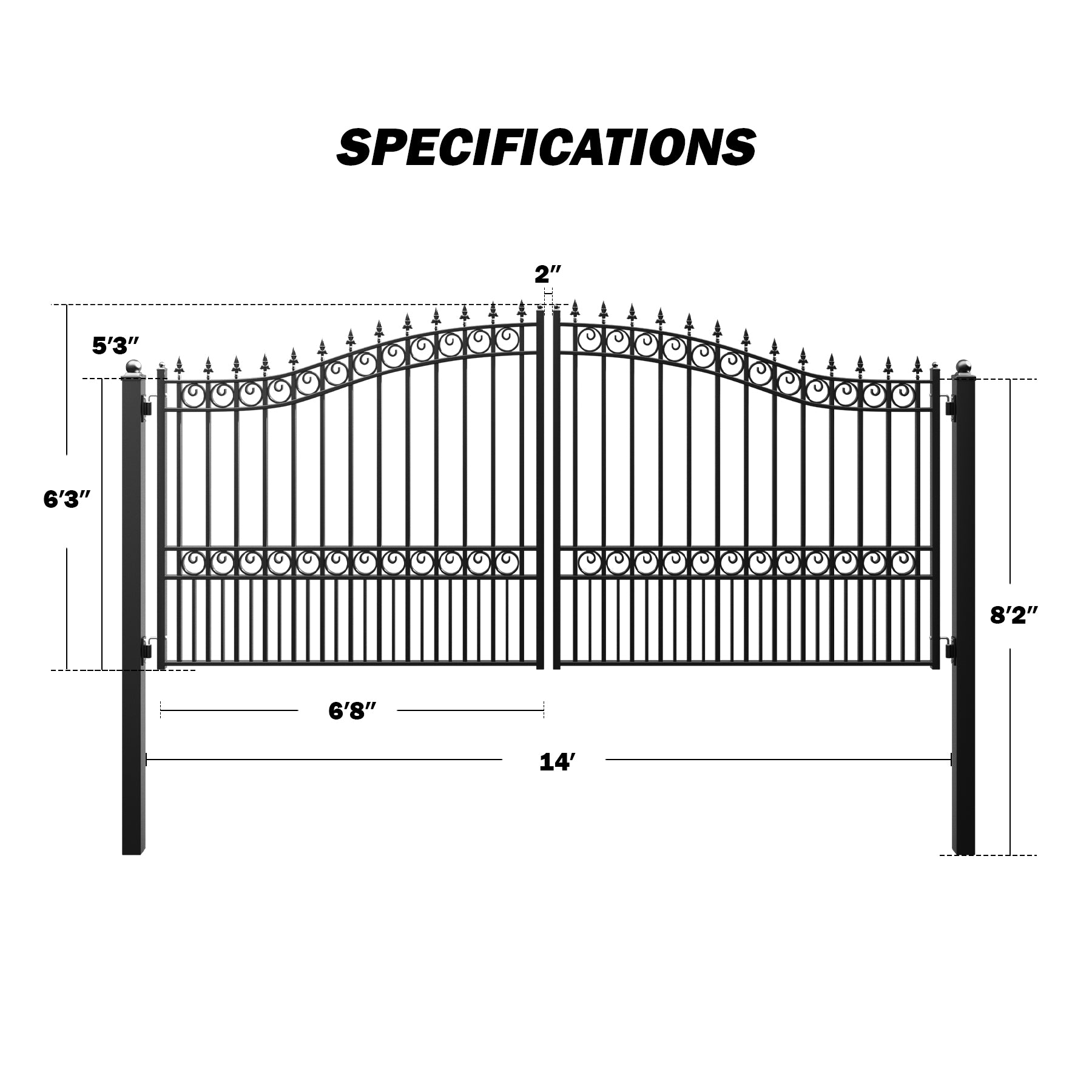 ZUMI Broadway Style Dual Swing Driveway Gates