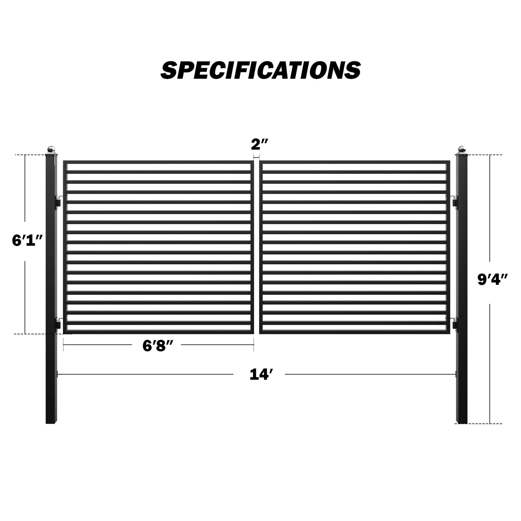 ZUMI Brooklyn Style Dual Swing Driveway Gates