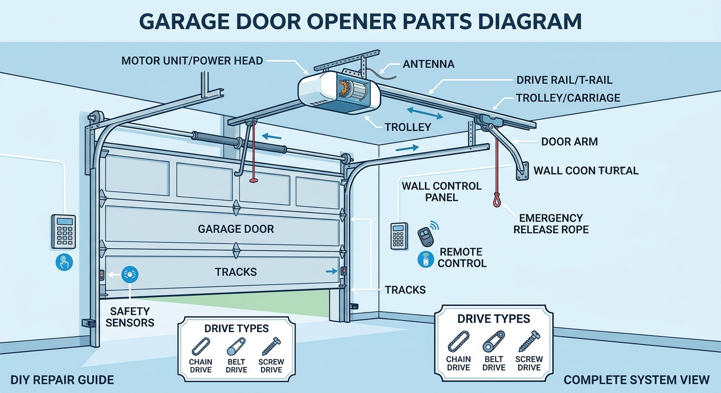 Garage Door Opener Parts Diagram & List (Beginner Guide)