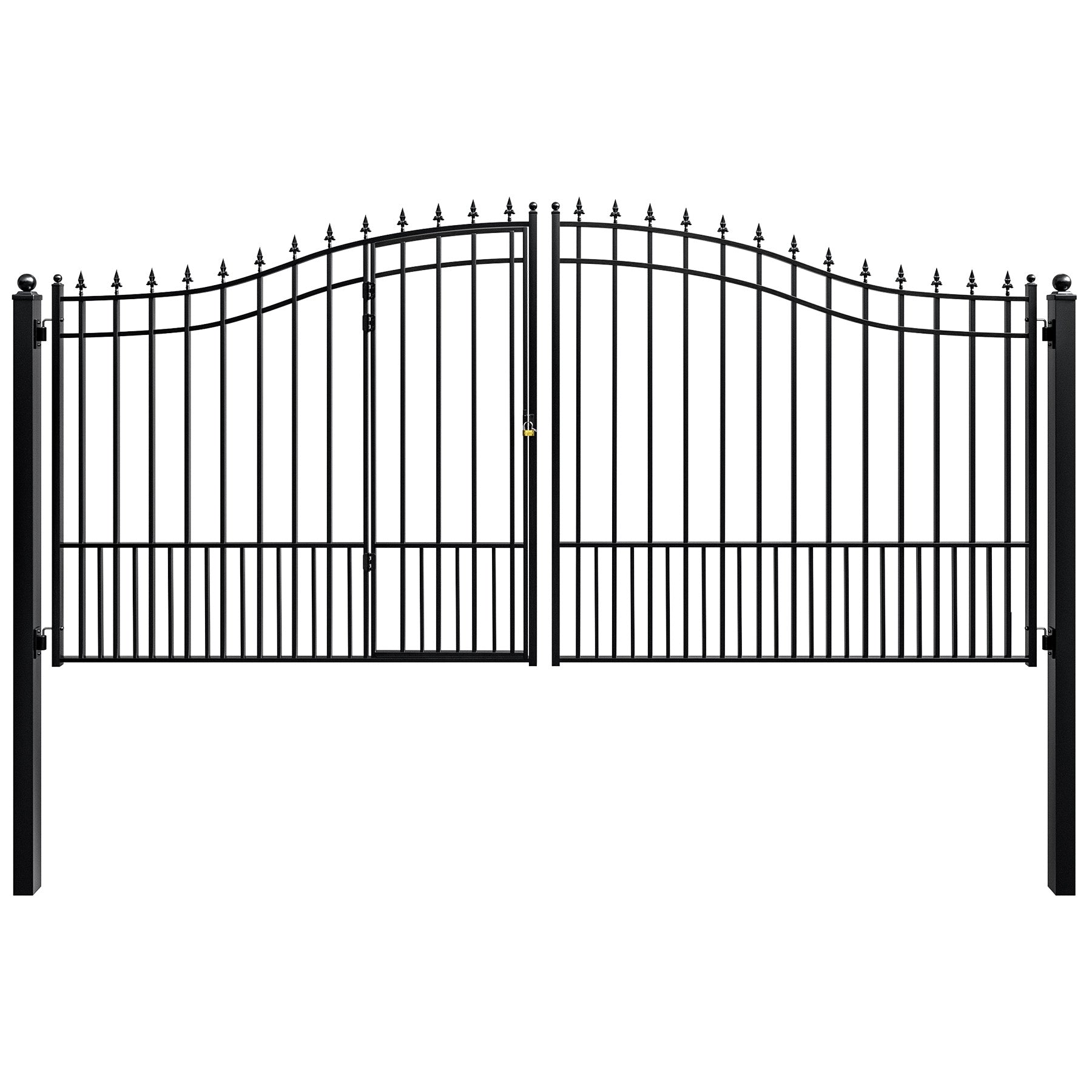 ZUMI Dual Swing Driveway Gate with Built-in Pedestrian Door
