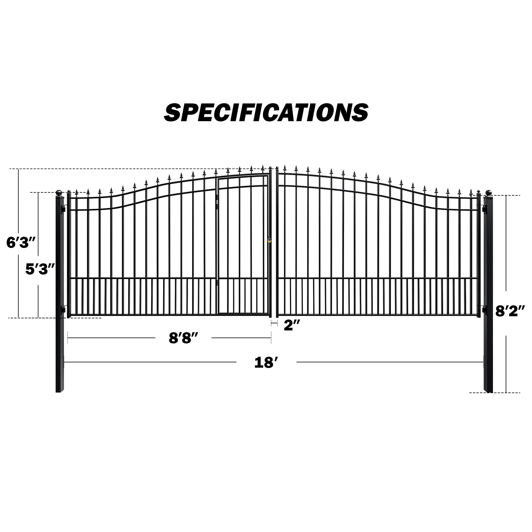 ZUMI Dual Swing Driveway Gate with Built-in Pedestrian Door