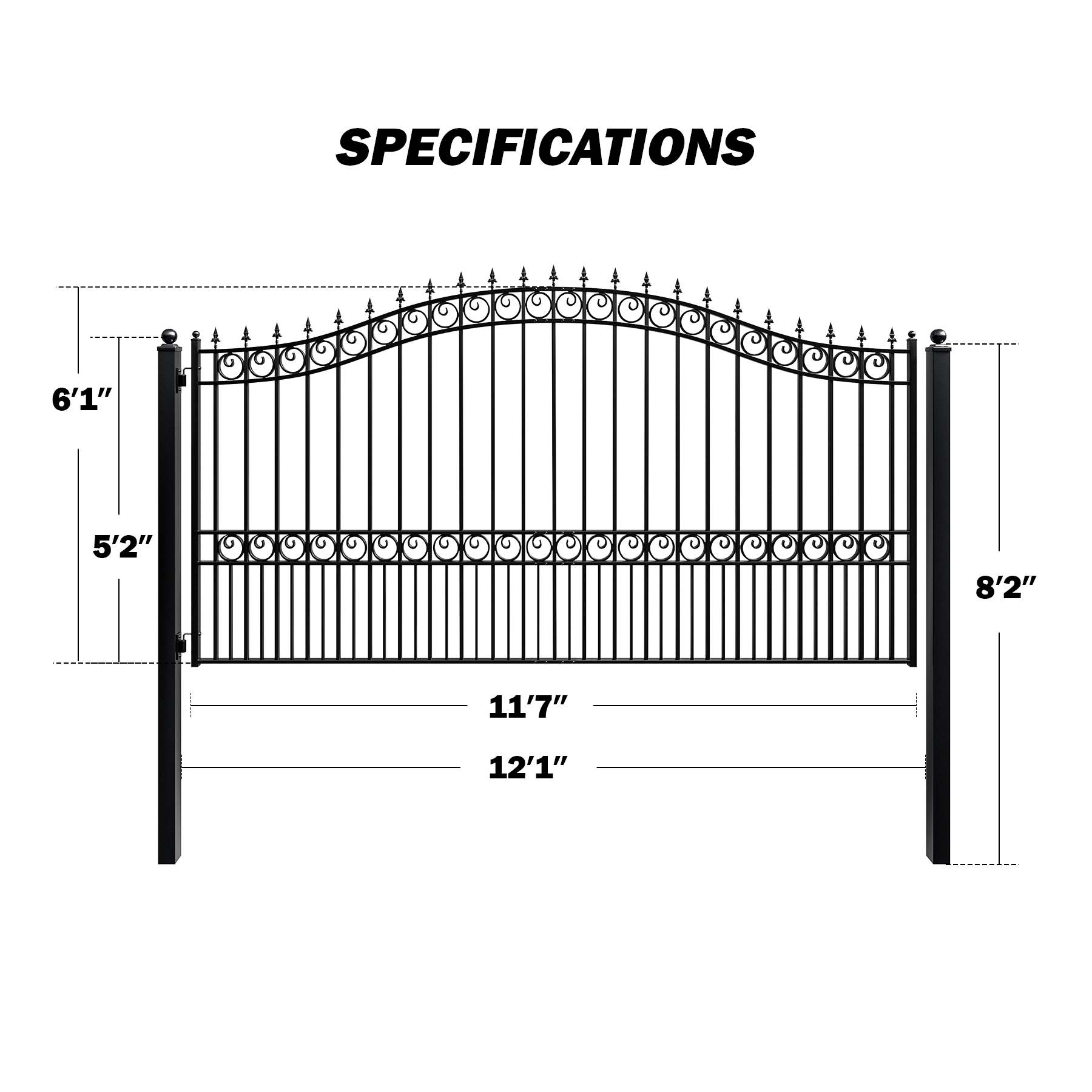 ZUMI Broadway Style Single Swing Driveway Gate