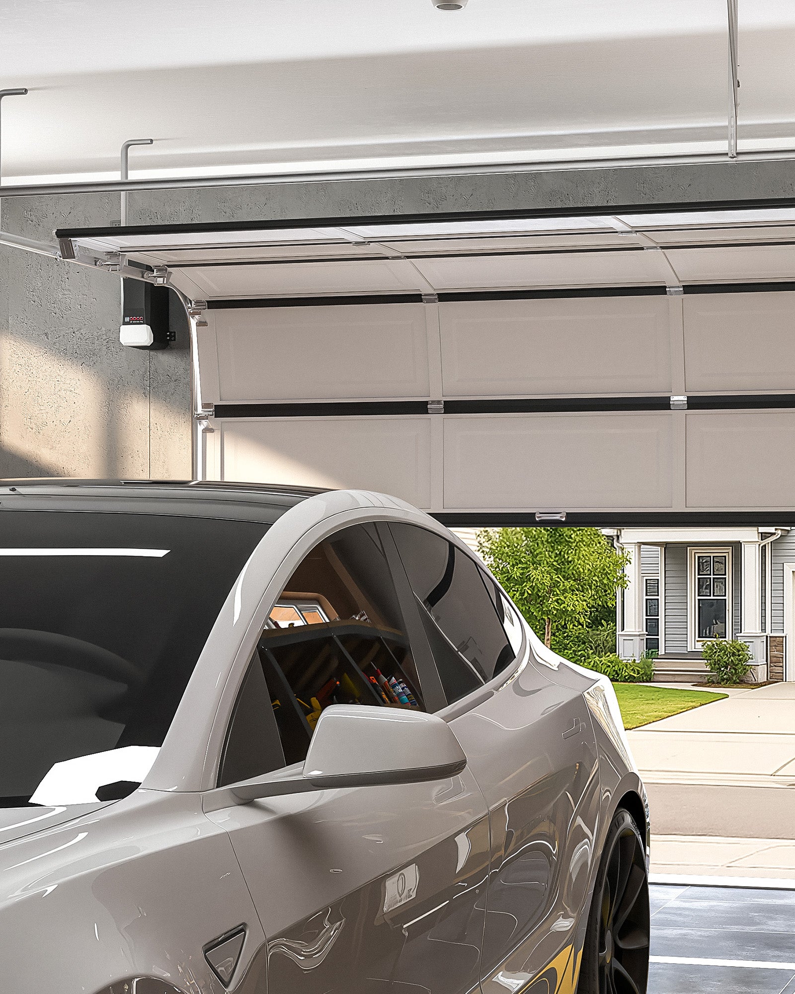ZUMI Wall Mount Automatic Garage Door Opener with 2 Remotes & Infrared
