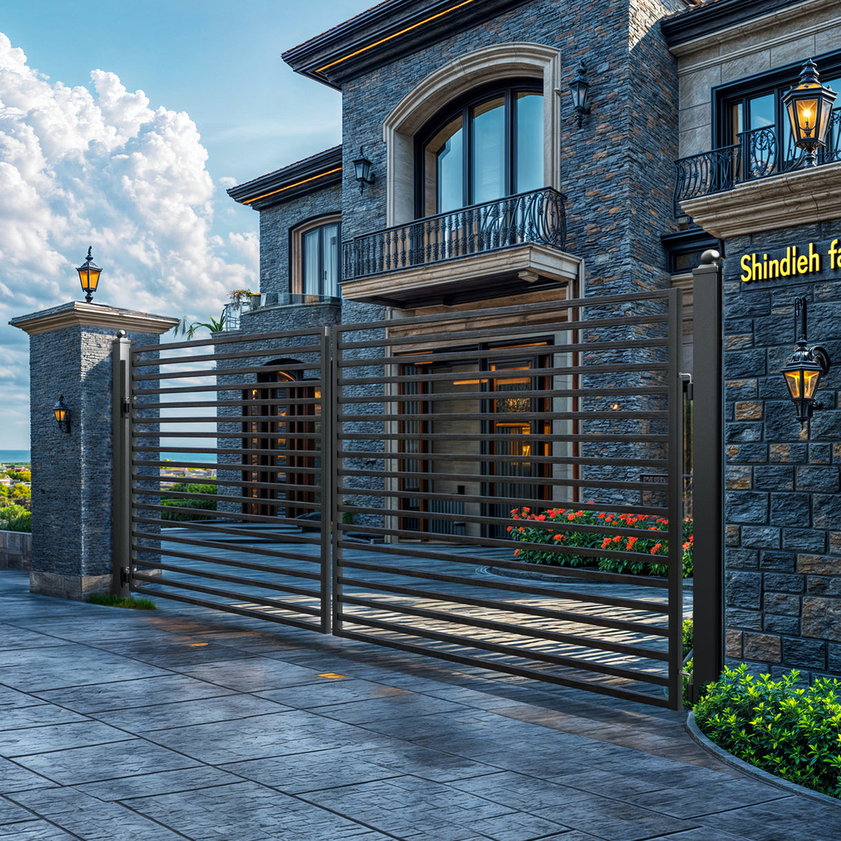 Zumi Broadway Dual Swing Driveway Gates | Elegant Iron Design | Weather ...