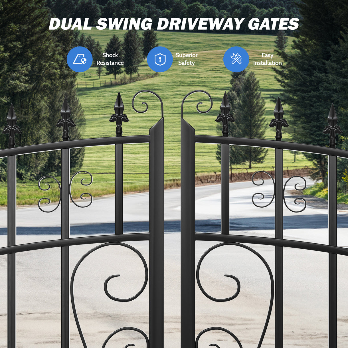 Zumi Dual Swing Driveway Gates | Iron Gates with Corrosion-Resistant ...