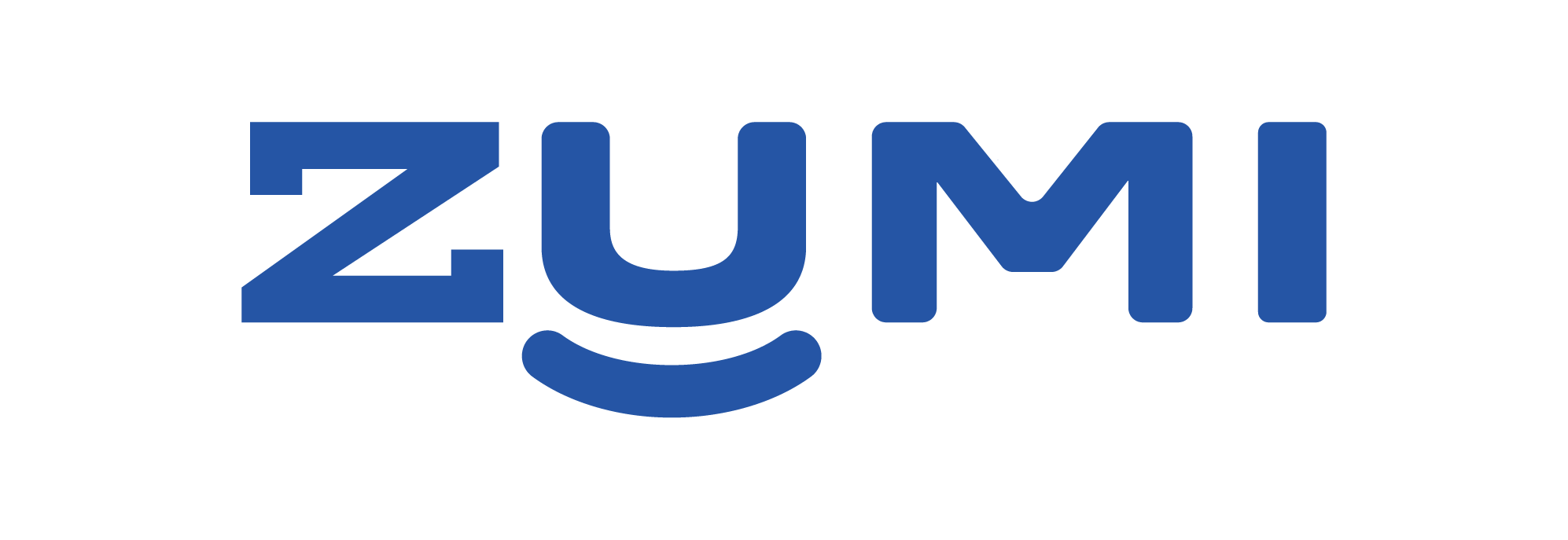 Zumi logo in blue on a white background